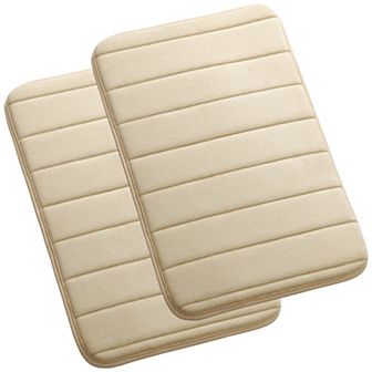 Memory Foam Bath Area Mat Rug with Durable Backing Set of 2, 17" x 24"