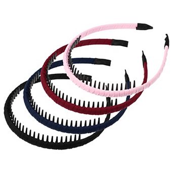 4 pc Women Teeth Comb Headbands Hair Hoop Wine Red Black Pink Navy Blue