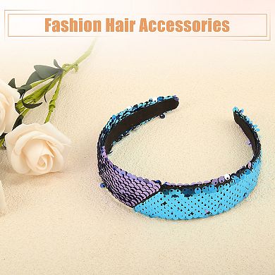 Sequin Headband Sparkle Headbands Shiny Elastic Fashion Headbands Purple Blue