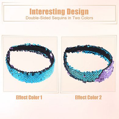 Sequin Headband Sparkle Headbands Shiny Elastic Fashion Headbands Purple Blue