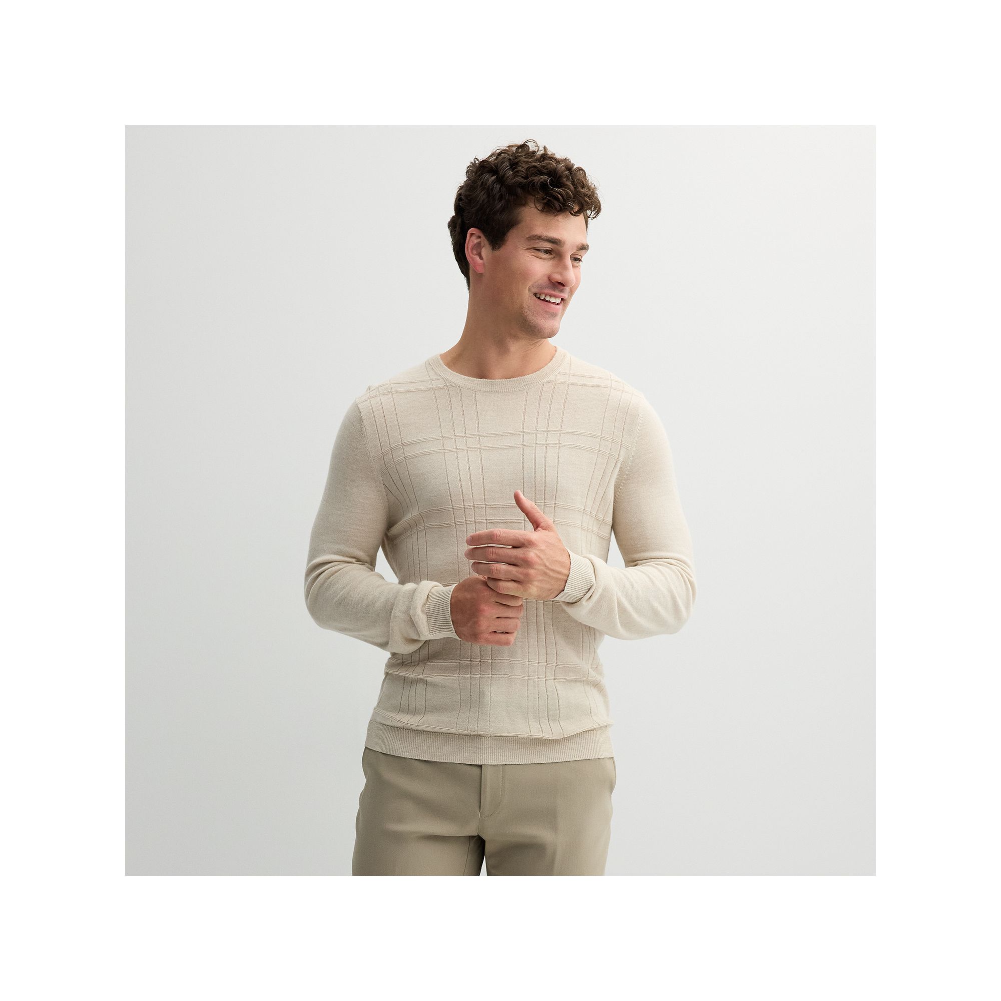 Mens Apt. 9® Merino Blend Crewneck Sweater, Size: Small, Ivory