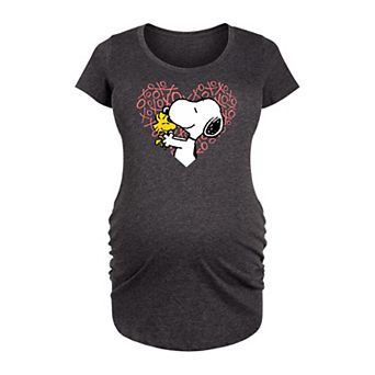 Maternity Peanuts Snoopy & Woodstock Heart Graphic Tee