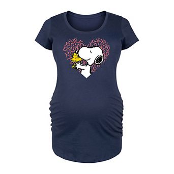 Maternity Peanuts Snoopy & Woodstock Heart Graphic Tee