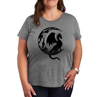 Plus Dragon Sitting On Crescent Moon Graphic Tee