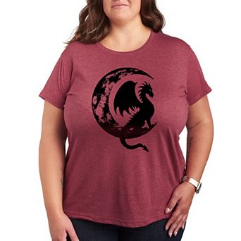 Plus Dragon Sitting On Crescent Moon Graphic Tee