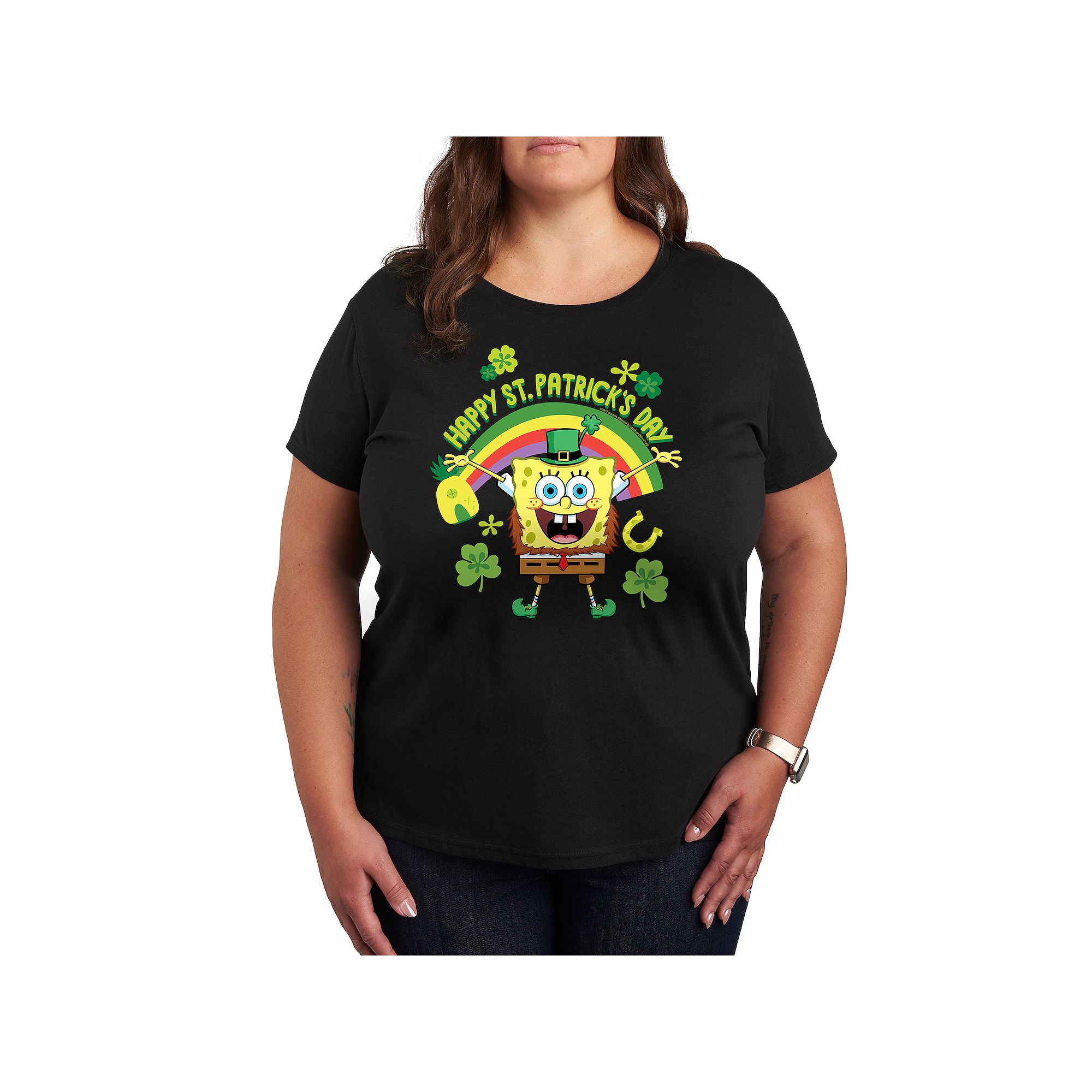 Plus Nickelodeon SpongeBob SquarePants Happy St. Patricks Day Graphic Tee,