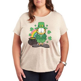 Plus Garfield Rainbow Shamrocks Graphic Tee