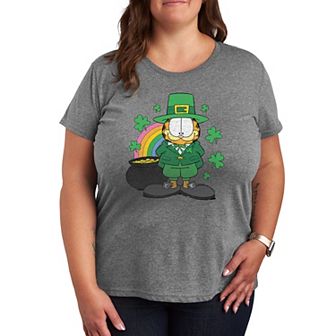 Plus Garfield Rainbow Shamrocks Graphic Tee