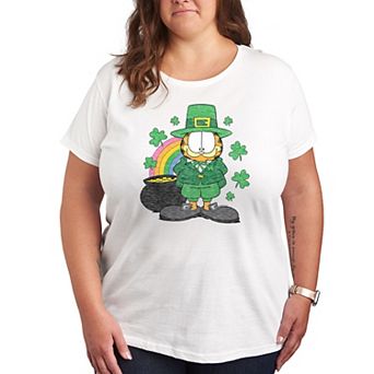 Plus Garfield Rainbow Shamrocks Graphic Tee