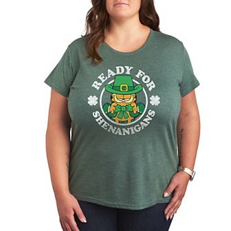 Plus Garfield Ready For Shenanigans Graphic Tee