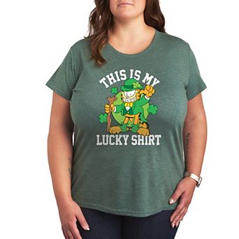 Plus Garfield This Is My Lucky Shirt Graphic Tee