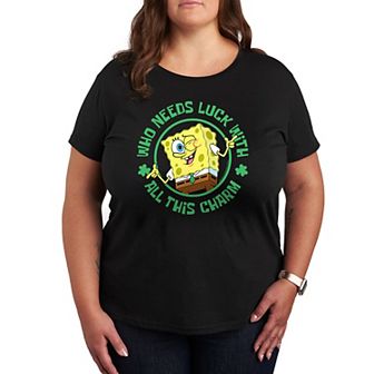 Plus Nickelodeon SpongeBob SquarePants Who Needs Luck Graphic Tee