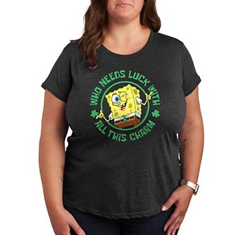 Plus Nickelodeon SpongeBob SquarePants Who Needs Luck Graphic Tee