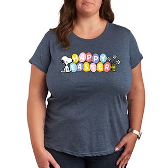 Plus Peanuts Snoppy & Woodstock Happy Easter Color Eggs Graphic Tee