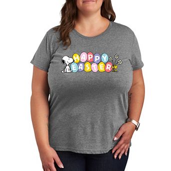 Plus Peanuts Snoppy & Woodstock Happy Easter Color Eggs Graphic Tee