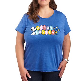 Plus Peanuts Snoppy & Woodstock Happy Easter Color Eggs Graphic Tee