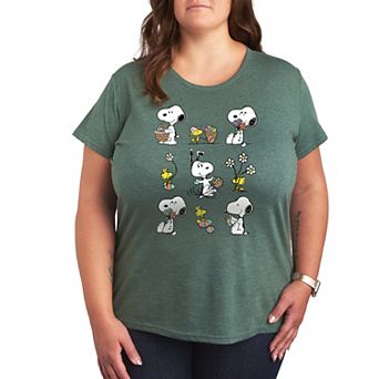 Plus Peanuts Snoopy & Woodstock Spring Pattern Graphic Tee