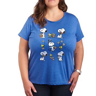 Plus Peanuts Snoopy & Woodstock Spring Pattern Graphic Tee