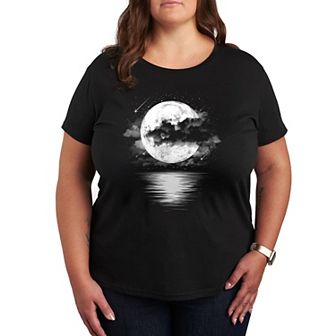 Plus Cloudy Moon Shooting Stars Graphic Tee