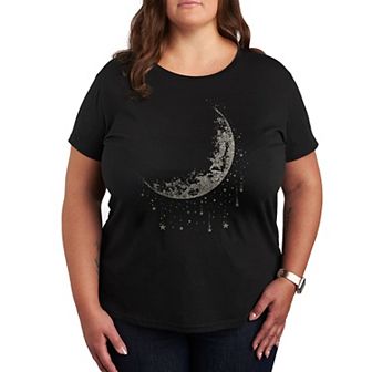 Plus Moon And Falling Stars Metallic Graphic Tee