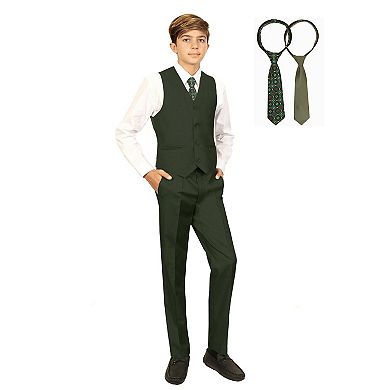 Gioberti Boys 5 Piece Vest And Pants Set With Shirt And Ties