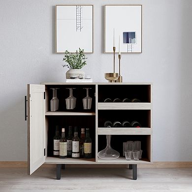 Merrick Lane Classic Sideboard And Bar Cabinet With Open And Closed Storage