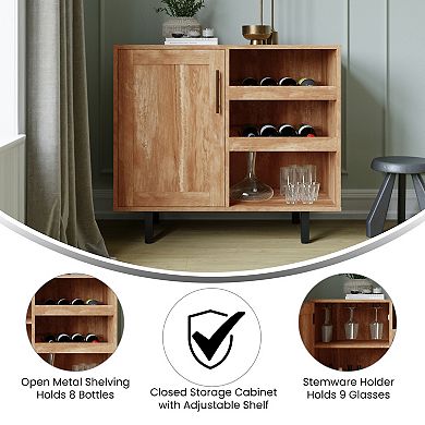 Merrick Lane Classic Sideboard And Bar Cabinet With Open And Closed Storage