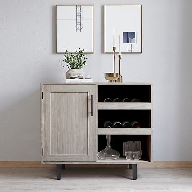 Merrick Lane Classic Sideboard And Bar Cabinet With Open And Closed Storage