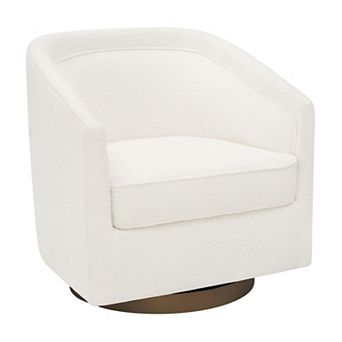 Emma and Oliver Club Style Barrel Chair with 360° Swivel Base