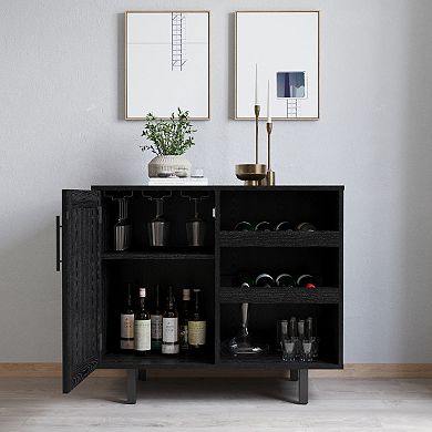 Merrick Lane Classic Sideboard And Bar Cabinet With Open And Closed Storage