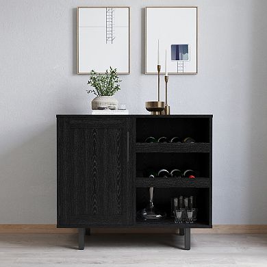 Merrick Lane Classic Sideboard And Bar Cabinet With Open And Closed Storage