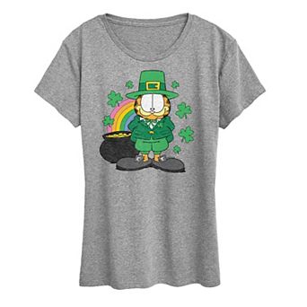 Women's Garfield Rainbow Shamrocks Graphic Tee