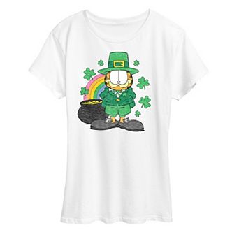 Women's Garfield Rainbow Shamrocks Graphic Tee