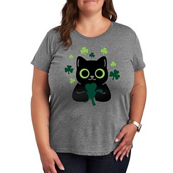 Plus Cat with Shamrocks Graphic Tee