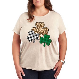 Plus Patterned Shamrocks Graphic Tee