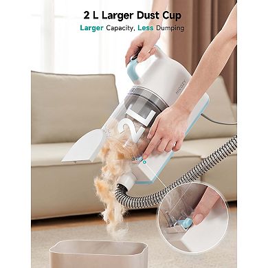 HiCOZY 6-in-1 Pet Grooming Vacuum, 50dB Quiet Dog Cat Vacuum 2L Dust Cup