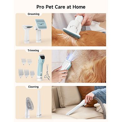 HiCOZY 6-in-1 Pet Grooming Vacuum, 50dB Quiet Dog Cat Vacuum 2L Dust Cup