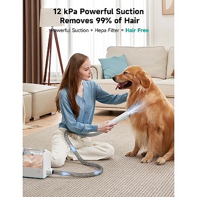 HiCOZY 6-in-1 Pet Grooming Vacuum, 50dB Quiet Dog Cat Vacuum 2L Dust Cup