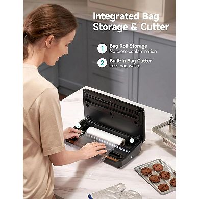 Hicozy Automatic Food Vacuum Sealer With Built-in Cutter And Bag Storage