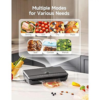 Hicozy Automatic Food Vacuum Sealer With Built-in Cutter And Bag Storage