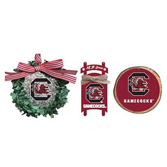 The Memory Company South Carolina Gamecocks Three-Pack Wreath, Sled & Circle Ornament Set