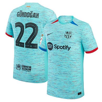 Men's Nike Ilkay Gündogan Aqua Barcelona 2023/24 Third Authentic Jersey