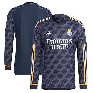Men's adidas  Navy Real Madrid 2023/24 Away Long Sleeve Replica Jersey
