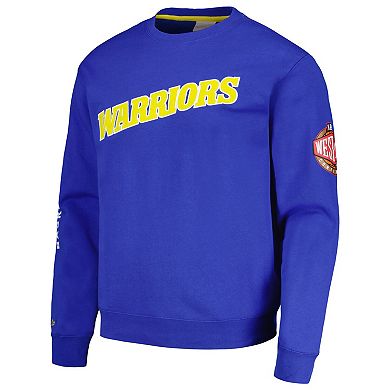Men's Mitchell & Ness Royal Golden State Warriors Hardwood Classics There and Back Pullover Sweatshirt