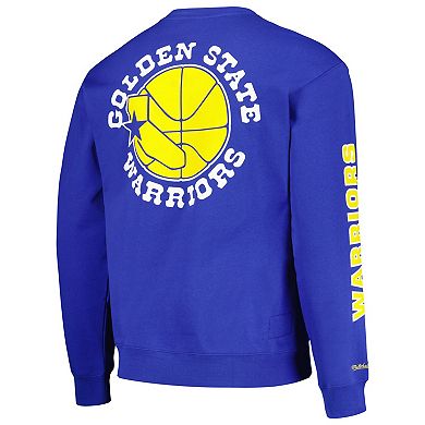 Men's Mitchell & Ness Royal Golden State Warriors Hardwood Classics There and Back Pullover Sweatshirt