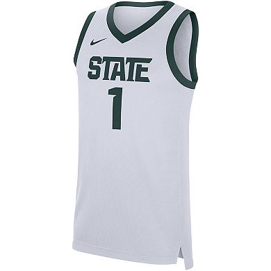 Men's Nike #1 White Michigan State Spartans Replica Jersey