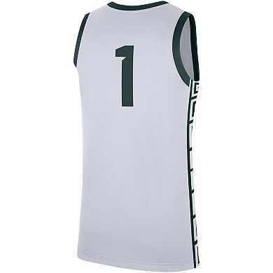 Men's Nike #1 White Michigan State Spartans Replica Jersey
