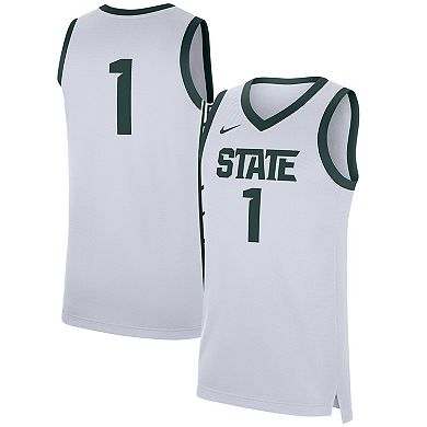 Men's Nike #1 White Michigan State Spartans Replica Jersey