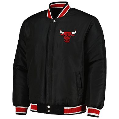 Men's JH Design Black Chicago Bulls Reversible Melton Full-Snap Jacket