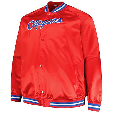 Men's Mitchell & Ness Red LA Clippers Hardwood Classics Throwback Wordmark Raglan Full-Snap Jacket